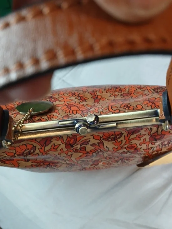 Patricia Nash 10th Anniversary Kisslock Satchel in Orange Brown - Picture 8 of 10